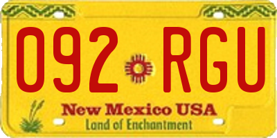 NM license plate 092RGU