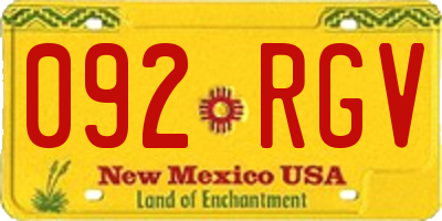 NM license plate 092RGV