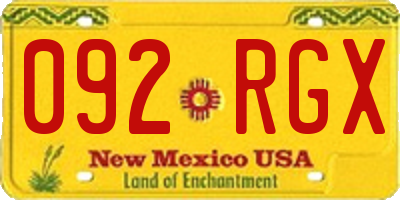 NM license plate 092RGX