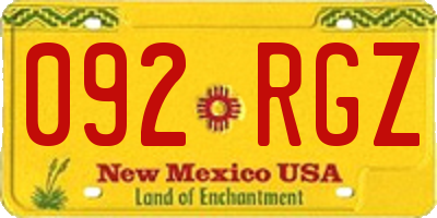 NM license plate 092RGZ