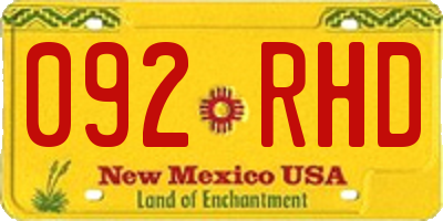 NM license plate 092RHD