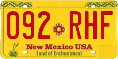 NM license plate 092RHF