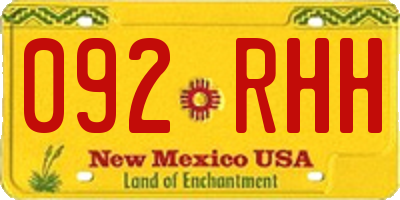 NM license plate 092RHH