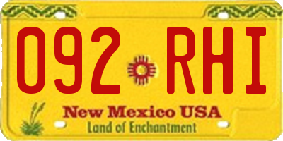 NM license plate 092RHI