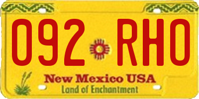 NM license plate 092RHO