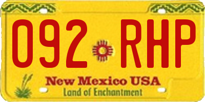 NM license plate 092RHP