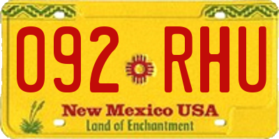 NM license plate 092RHU