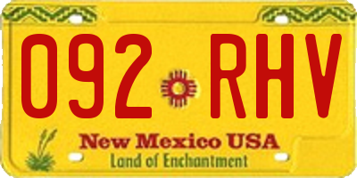 NM license plate 092RHV