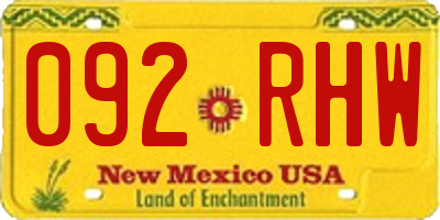 NM license plate 092RHW