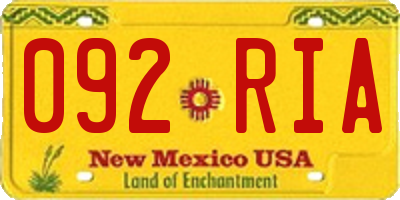 NM license plate 092RIA