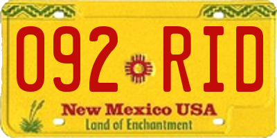 NM license plate 092RID