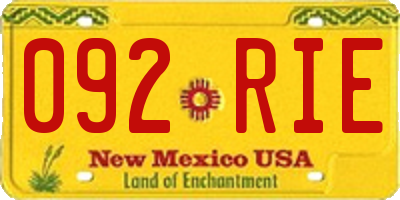 NM license plate 092RIE