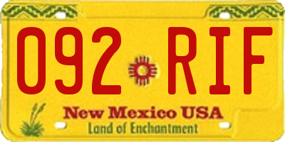 NM license plate 092RIF
