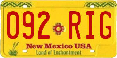 NM license plate 092RIG