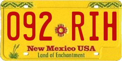 NM license plate 092RIH