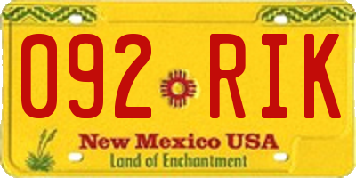NM license plate 092RIK