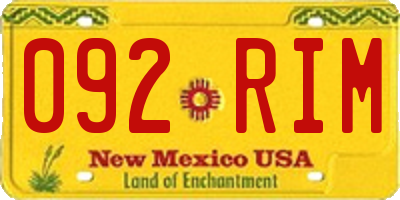 NM license plate 092RIM
