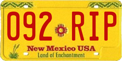 NM license plate 092RIP