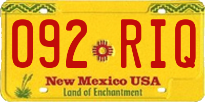 NM license plate 092RIQ