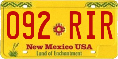NM license plate 092RIR