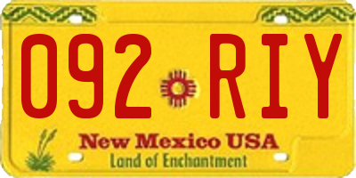 NM license plate 092RIY