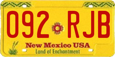 NM license plate 092RJB