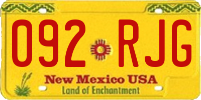 NM license plate 092RJG