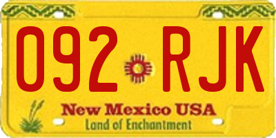 NM license plate 092RJK