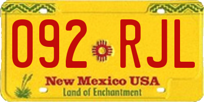 NM license plate 092RJL