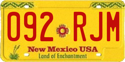 NM license plate 092RJM
