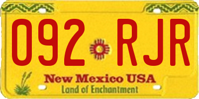 NM license plate 092RJR