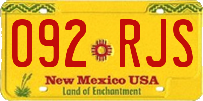 NM license plate 092RJS