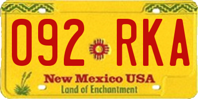 NM license plate 092RKA