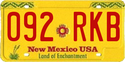 NM license plate 092RKB