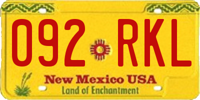 NM license plate 092RKL