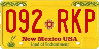 NM license plate 092RKP