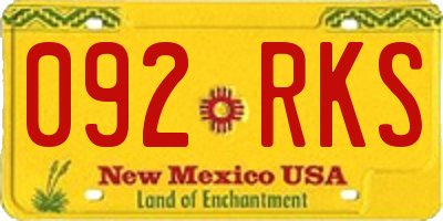 NM license plate 092RKS