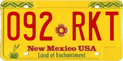NM license plate 092RKT