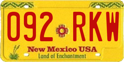 NM license plate 092RKW