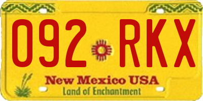 NM license plate 092RKX