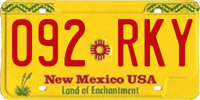 NM license plate 092RKY