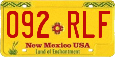 NM license plate 092RLF