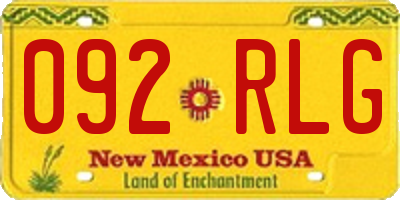 NM license plate 092RLG