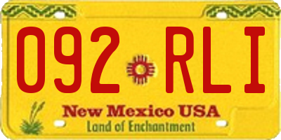 NM license plate 092RLI