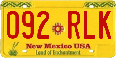 NM license plate 092RLK
