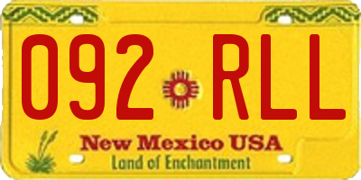 NM license plate 092RLL
