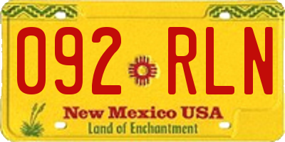 NM license plate 092RLN