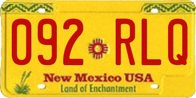 NM license plate 092RLQ