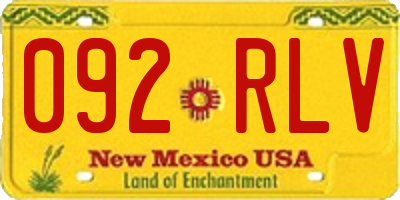 NM license plate 092RLV