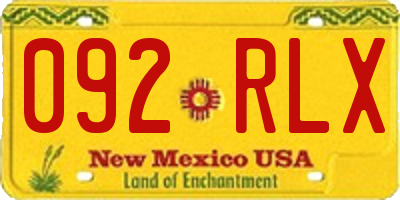 NM license plate 092RLX